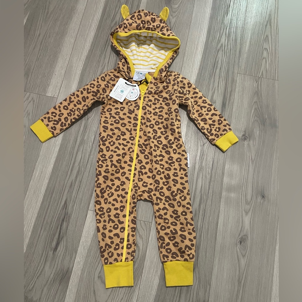 Giraffe Hooded Zip Up Onesie Size 12/18 Months NWT